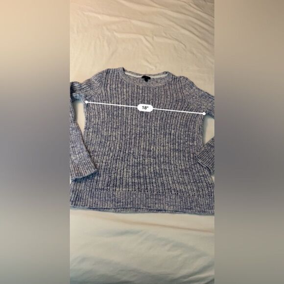 Talbots open knit chunky knit sweater women’s medium blue ivory - Picture 13 of 16